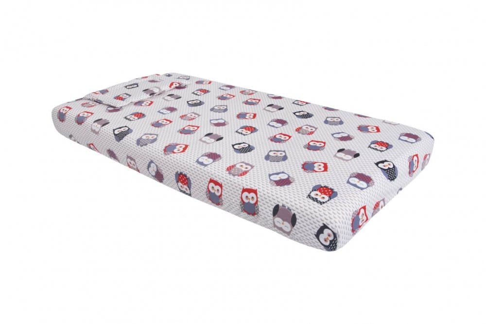 Lenjerie pentru patut 120x60 cm SomnArt Bufnite Mici din bumbac cu 3 piese