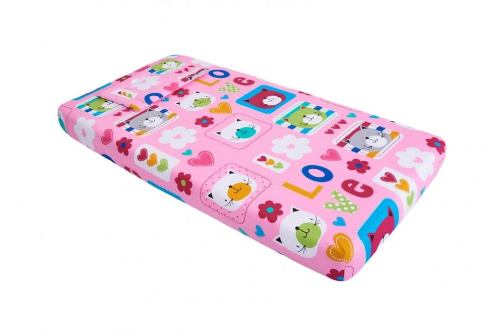 Lenjerie pentru patut 120x60 cm SomnArt Pisicute din bumbac cu 3 piese