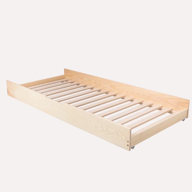 Pat pentru copii casuta montessori, Little Amy, MiniNest, balustrade cu bare plate, Natur, 70x140 cm