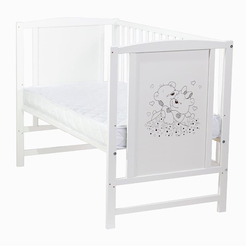 Patut pentru bebelusi 120x60 cm Bears cu laterala detasabila + Saltea Cocos