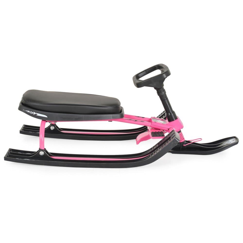 Sanie cu volan Moni Snowy Pink cu scaun moale si cadru metalic,franghie inclusa,greutate admisa 50 kg