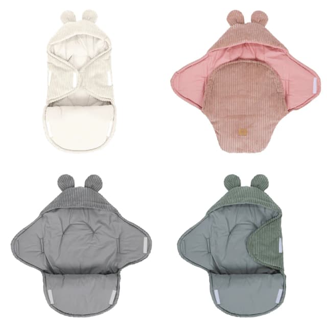 Paturica pentru bebelusi MeowBaby Baby Wrap Bear Ears Aesthetic Vanilla
