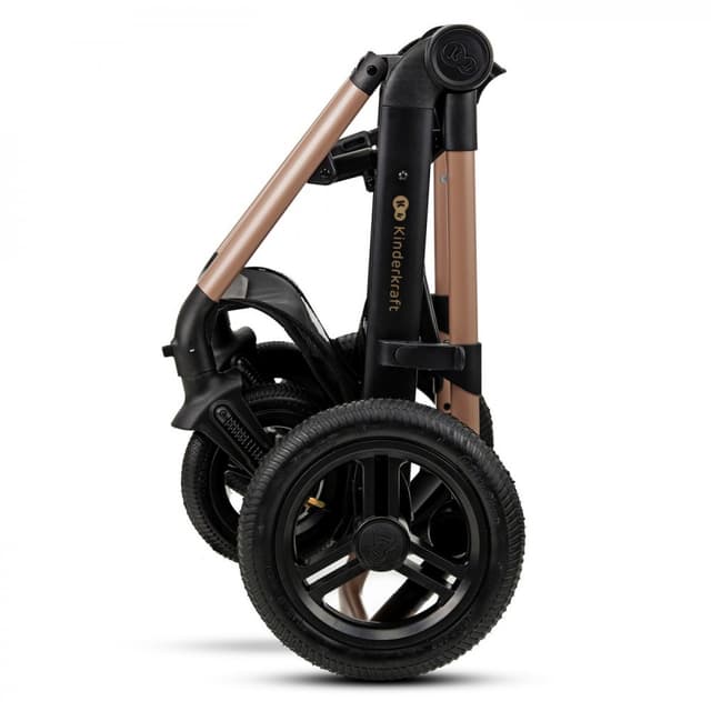 Carucior pentru copii Kinderkraft Moov 2 air Sand Beige 4 in 1, multifunctional, cu suspensii, spatar reglabil, maner ajustabil, accesorii