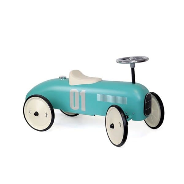 Masinuta pentru copii fara pedale Vilac metal aqua blue cu design retro