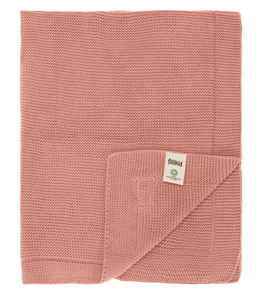 Patura tricotata din bumbac organic Fillikid Rose 80x100 cm