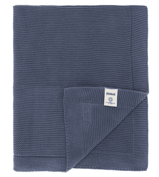 Patura tricotata din bumbac organic Fillikid Blue 80x100 cm