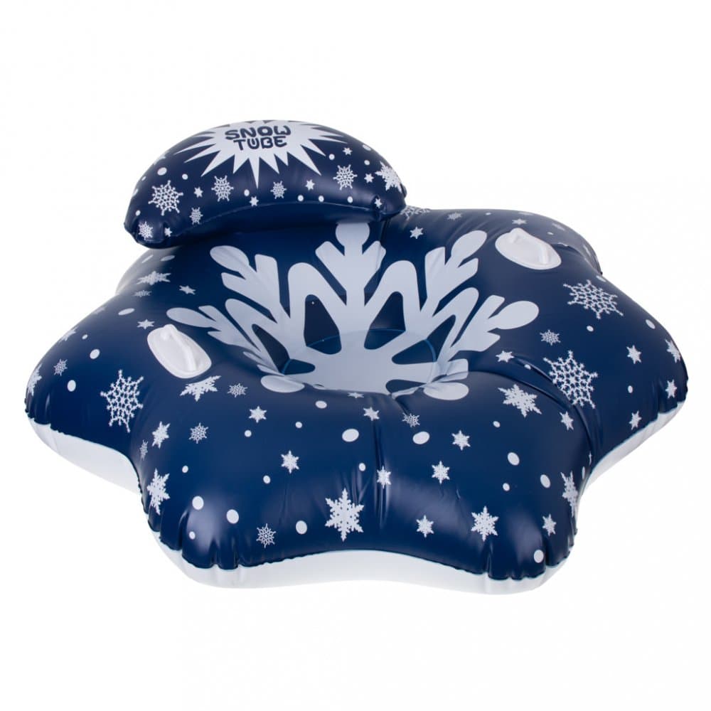 Sanie gonflabila pentru copii Snow Flake, cu perna, manere de sustinere, realizata din PVC, dimensiune 95 x 103 x 26 cm