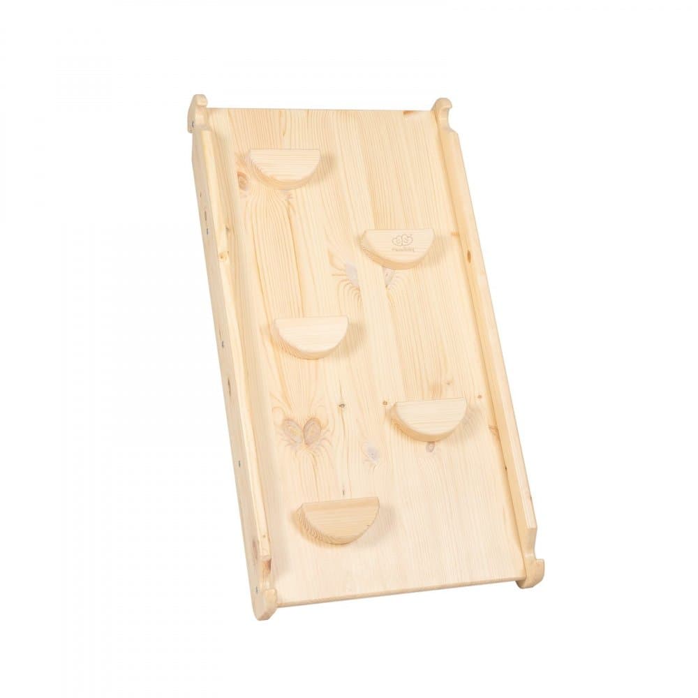 Tobogan si perete de catarare Meowbaby 2 in 1 din lemn natural