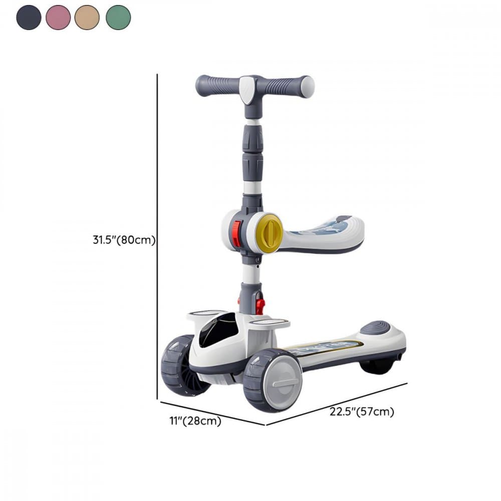 Trotineta multifunctionala 4 in 1 pentru copii Nichiduta Grey, pliabila, roti pivotante 360, lumini si muzica, sezut rabatabil, ghidon reglabil pe inaltime, maner parinte reglabil, pliere rapida