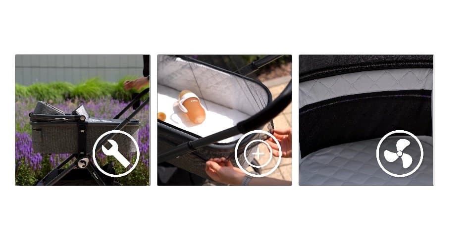 Carucior reversibil 2 in 1 pentru copii Kidnort Isbjorn Blue, pliere compacta, spatar si viziera reglabile, roti cu suspensii, pana la 22 kg, Landou inclus