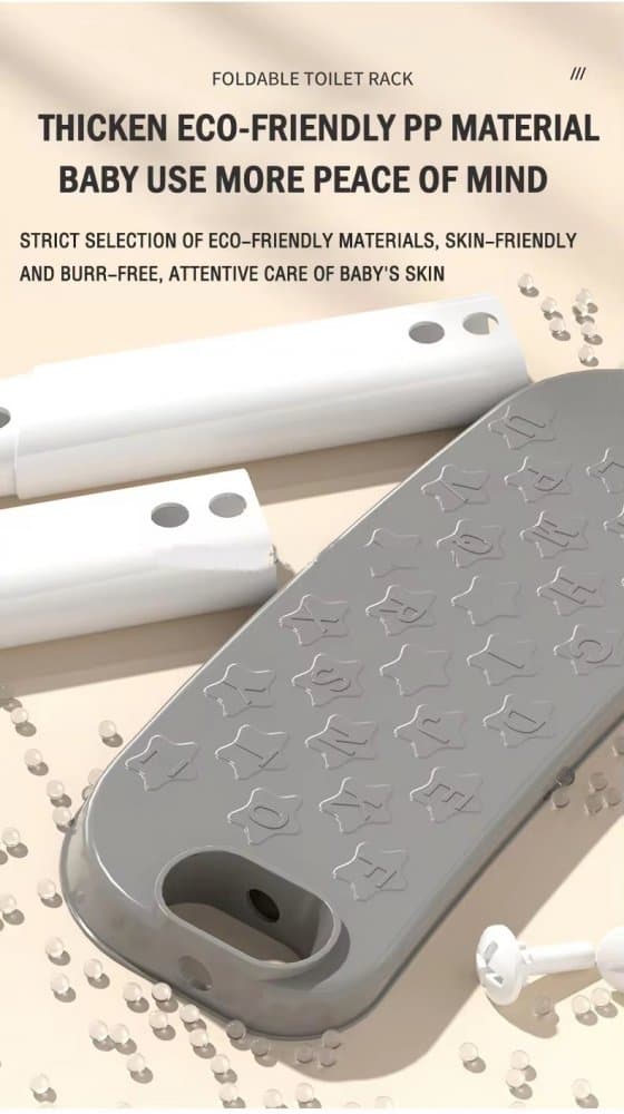 Reductor toaleta pentru copii Little Mom Grey, pliabil, reglabil, colac detasabil PVC, cu suprafete anti-alunecare, manere ergonomice, protectie anti-stropire, compatibilitate universala