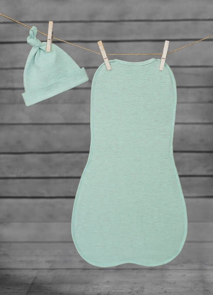 Saculet swaddle pentru infasat nou nascut + caciulita First Step Menta Sleepee