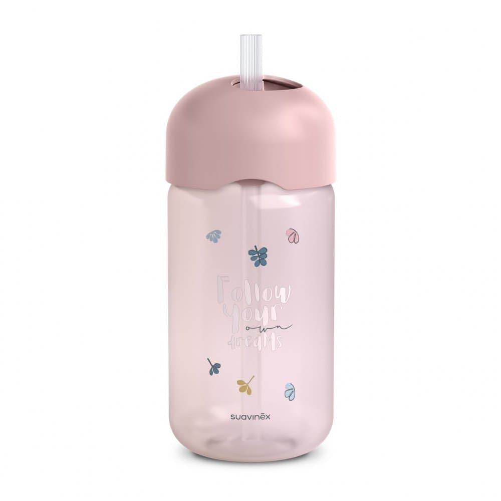Sticla de apa fara picurare Bears Suavinex 340 ml roz