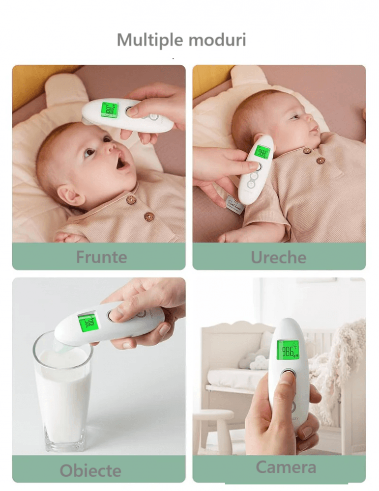 Termometru digital fara contact cu infrarosu pentru frunte si ureche Momcozy