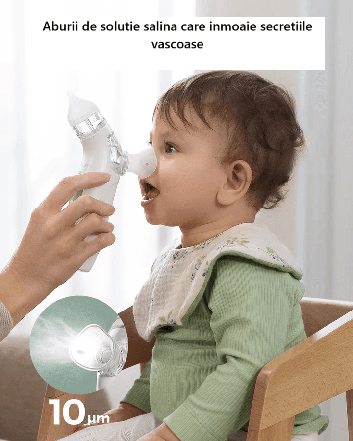 Aspirator nazal electric cu lumini si sunete cu functie de spray pentru solutia salina BreezyClear Momcozy