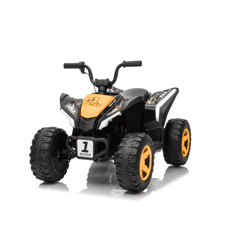 Atv electric pentru copii Nichiduta SuperMax Orange cu echipare premium,acumulator 24V,motor 2x65w, acceleratie pe ghidon, benzi luminoase integrate pe caroserie,usbbluetooth,incarcator inclus