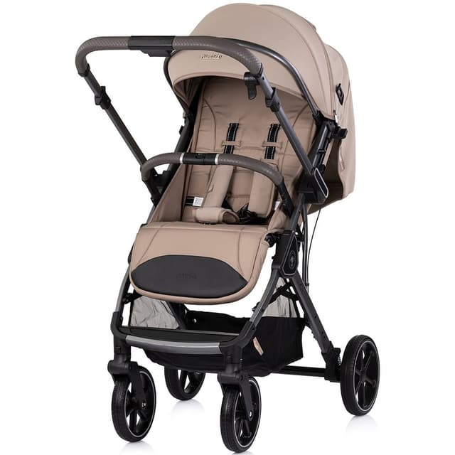 Carucior pentru copii Chipolino Omnia Latte cu maner reversibil, suport reglabil pentru picioare, roti cu suspensii