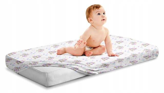Cearceaf cu banda elastica pentru pat copii dimensiune 140 x 70 cm, 100 bumbac, BabyMam Happy Unicorn