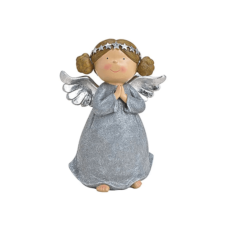 Ingeras decorativ gri argintiu Statueta Craciun 31 cm