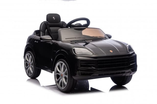 Masinuta electrica copii Porsche Cayenne Black cu licenta,acumulator 12V,deschidere usi,unitate audio cu usbmp3bluetooth,faruri si stopuri led,pornire la buton,slow start,centura de siguranta