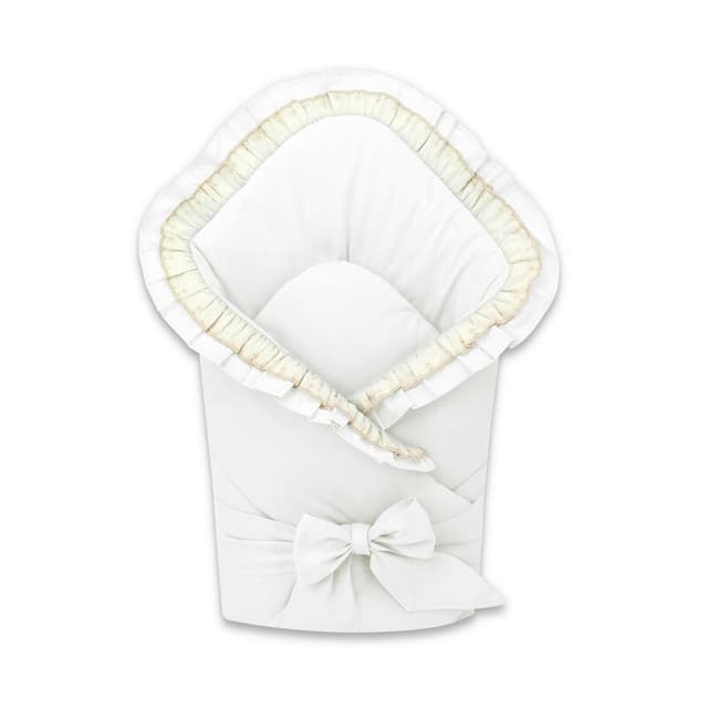 Paturica de infasat MimiNu cu volanase si dantela 75x75 cm White
