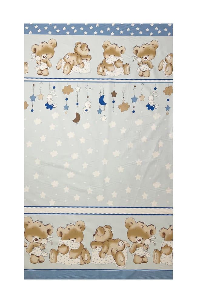 Set 2 cearceafuri din bumbac pentru saltea 120x60 cm Beberoyal BearsRabbit Albastru