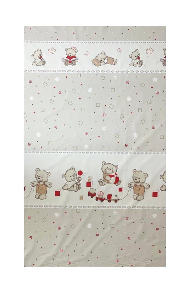 Lenjerie din bumbac cu 3 piese 120x60 cm fete de schimb Beberoyal BearsToys Bej