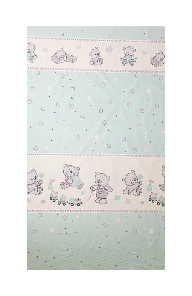 Lenjerie din bumbac cu 4 piese pentru saltea 120x60 cm Beberoyal BearsToys Turcoaz