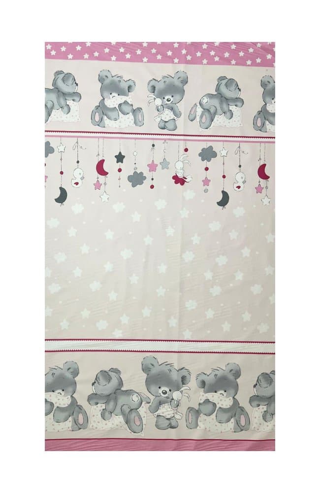 Lenjerie din bumbac cu 4 piese pentru saltea 140x70 cm Beberoyal BearsRabbit Roz