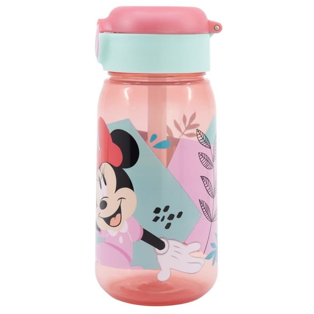 Sticla din plastic cu pai si capac automat 510 ml Minnie Mouse 3 ani+