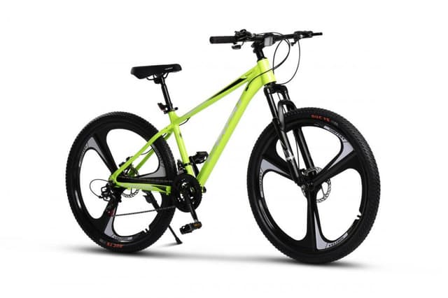 Bicicleta MTB Carpat Evolution C27313M VerdeAlb 27.5 inch, cadru din aluminiu, frana mecanica pe disc, suspensie pe arc