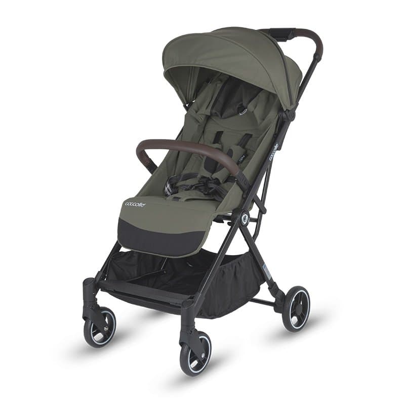 Carucior sport autofold Coccolle Melia Sage Shadow, cadru aluminiu anodizat, copertina XXL cu protectie UV 50+, pozitie verticala dupa pliere, certificat pana la 22 kg