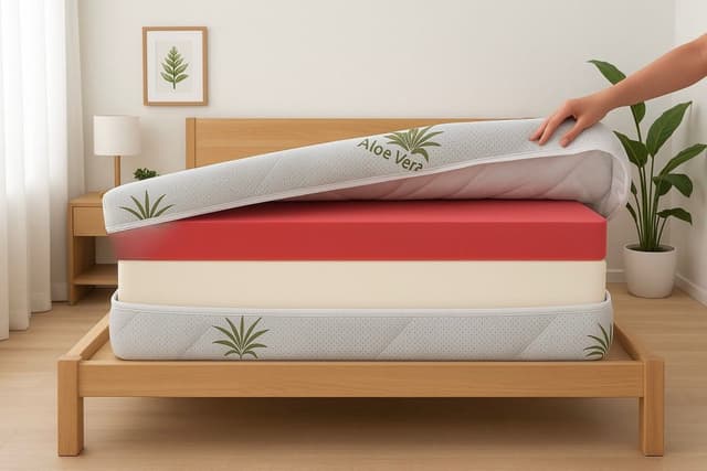 Husa pentru saltea Somnart Aloe Vera, matlasata, lavabila cu fermoar 4 laturi 150 x 200 x 14 cm