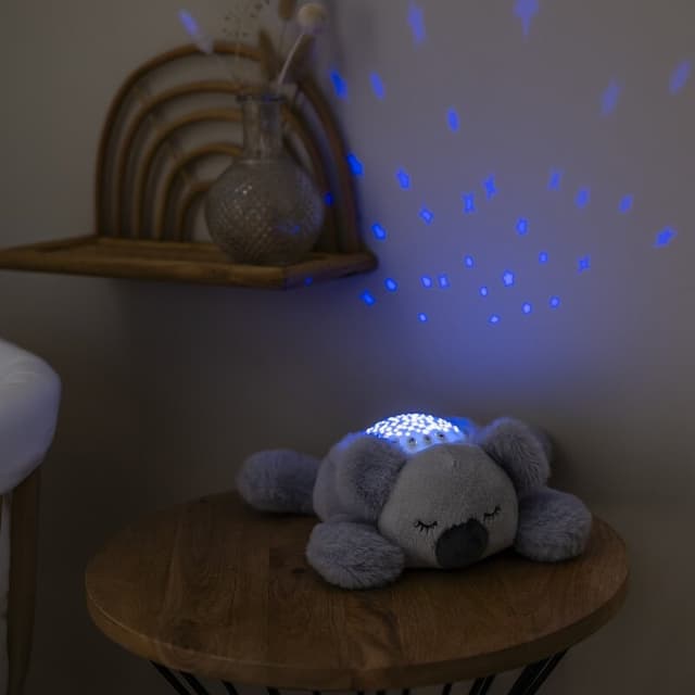 Lampa de veghe Nattou cu proiectii, melodii si sunete albe 22x25x9 cm Koala gri