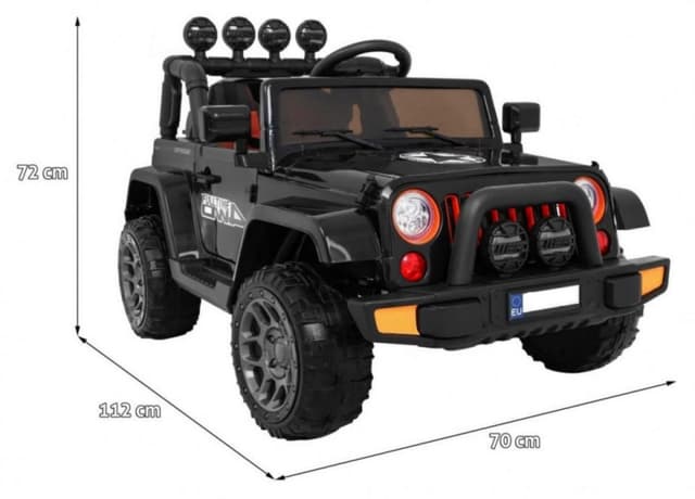 Masinuta electrica pentru copii Novokids Jeep 4x4 Pro Negru, acumulator 12V, 3-8 ani, melodii si lumini, 2 viteze, greutate admisa 30 kg