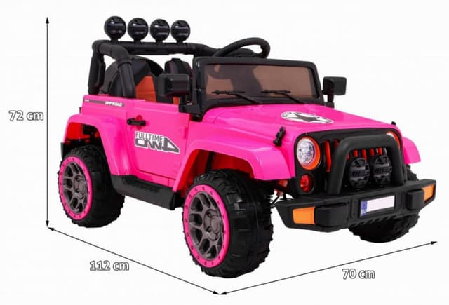 Masinuta electrica pentru copii Novokids Jeep 4x4 Pro Roz, acumulator 12V, 3-8 ani, melodii si lumini, 2 viteze, greutate admisa 30 kg