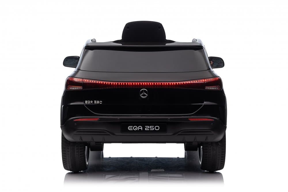 Masinuta electrica pentru copii cu licenta Mercedes Benz EQA Black,echipare premium,telecomanda 2,4G,roti EVA,scaun din piele,2 motoare,faruri si stopuri cu LED,deschidere usi,suspensii