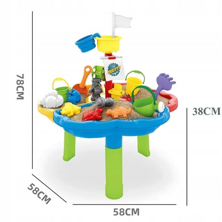 Masuta de joaca cu apa si nisip Matadi Nava piratilor cu angrenaj pentru apa, 3 compartimente pentru nisip, jucarii incluse, dimensiune 58x78 cm