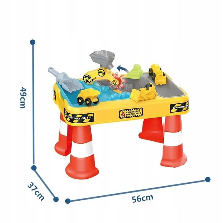 Masuta multifunctionala de joaca cu apa si nisip Matadi Engineered Beach Table,picioare robuste,masinute incluse,rampa,moara de apa