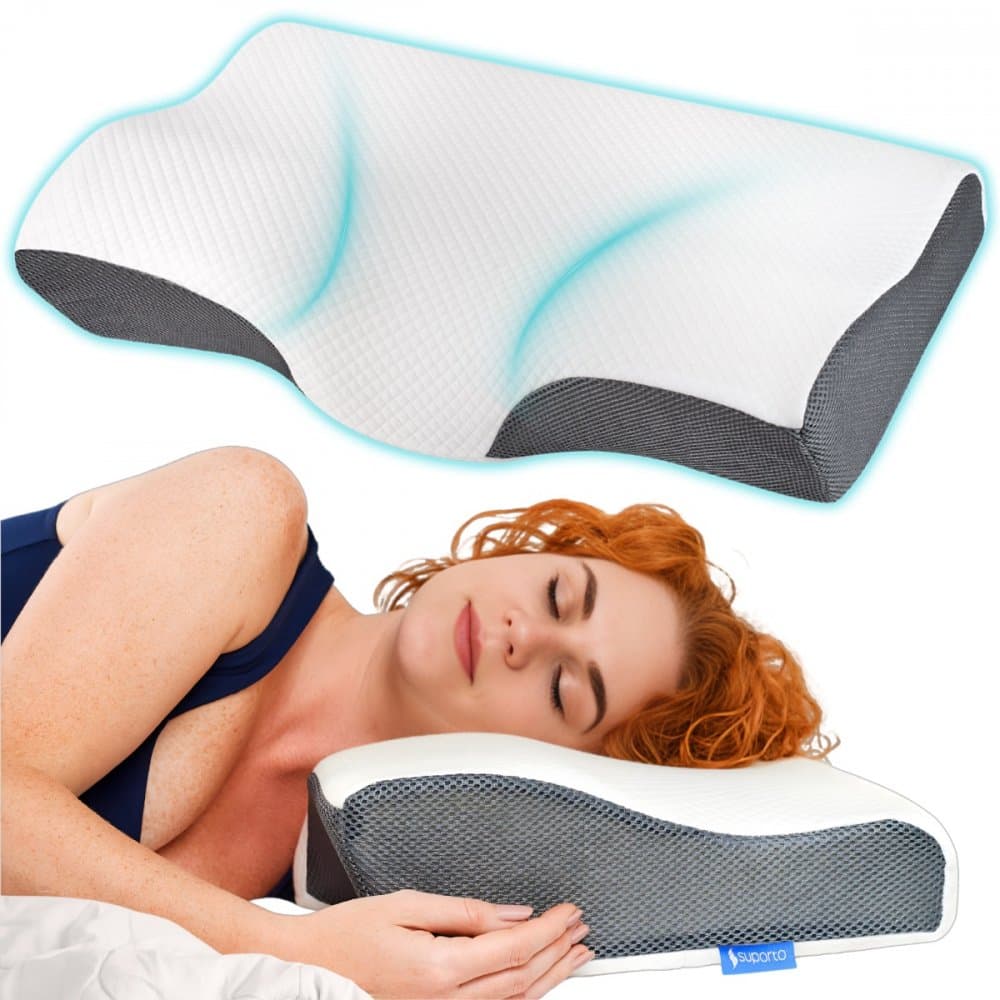 Perna anatomica si ortopedica cu suport cervical din spuma cu memorie Suporto
