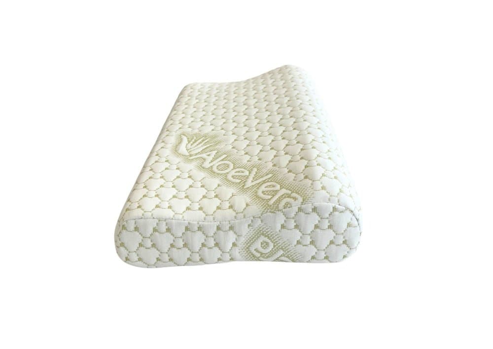 Perna ergonomica Somnart Aloe Vera Memory cu sustinere pentru gat si cap si husa detasabila 30 x 50 x 108 cm