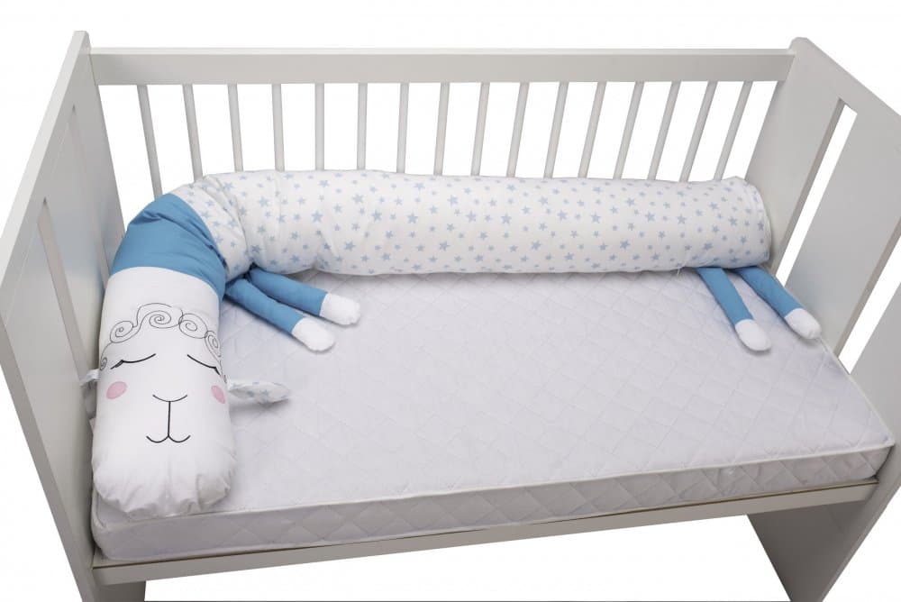 Protectie laterala pentru patut Somnart Oita albastra 25 x 180 cm