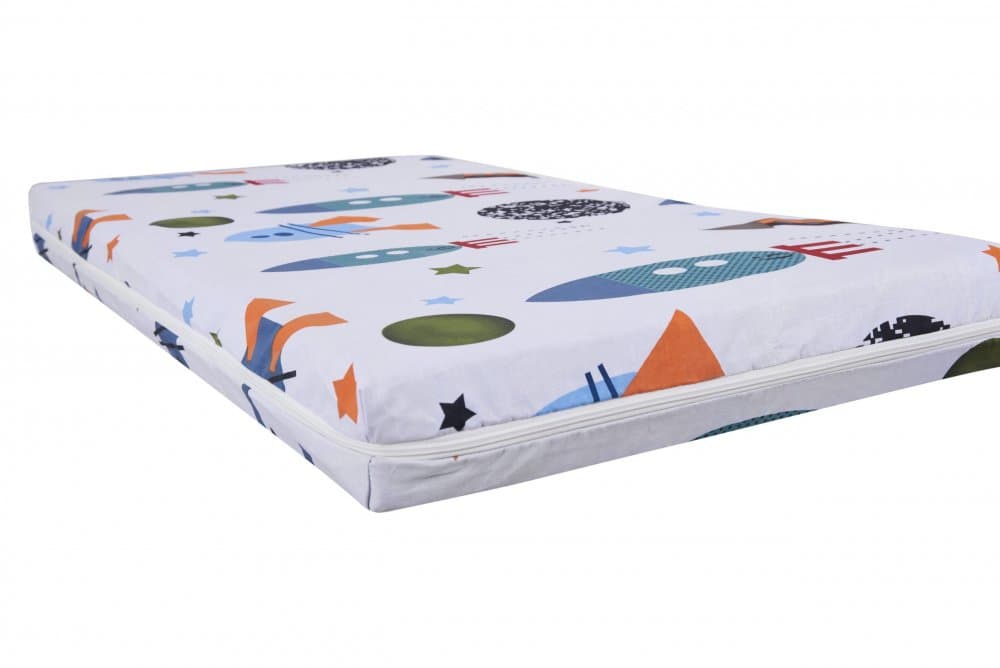 Saltea cu memorie Somnart Memory 60x120x10 cm husa impermeabila, model rachete