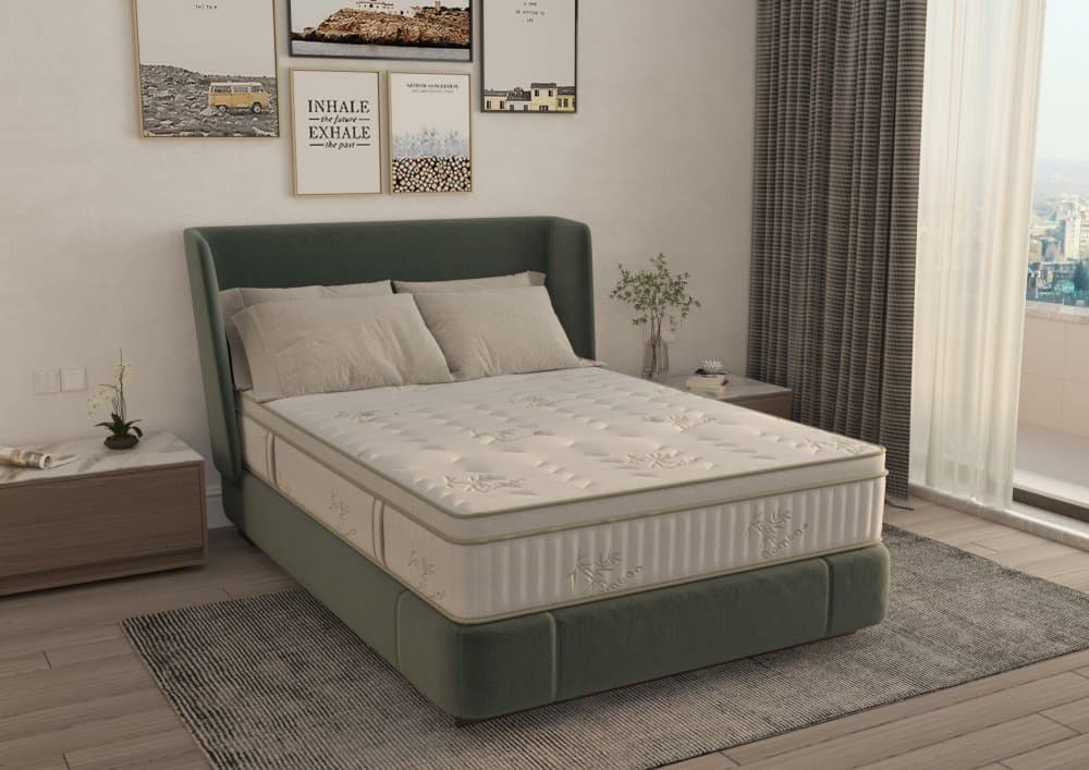 Saltea cu memorie si arcuri Bambus Super Confort Pocket Multilayer 90 x 200 x 25 cm cu husa matlasata