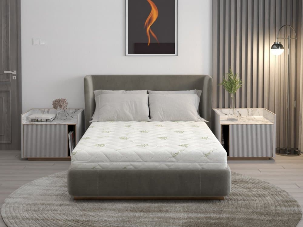 Saltea din spuma poliuretanica Somnart Confort 4Family Aloe Vera 80 x 190 x 14 cm cu husa lavabila