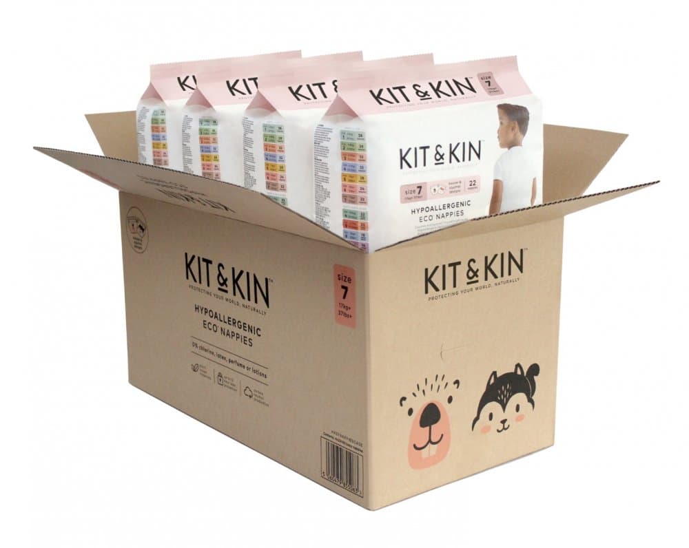 Scutece hipoalergenice Eco KitKin marimea 7, 17kg+, 88 bucati