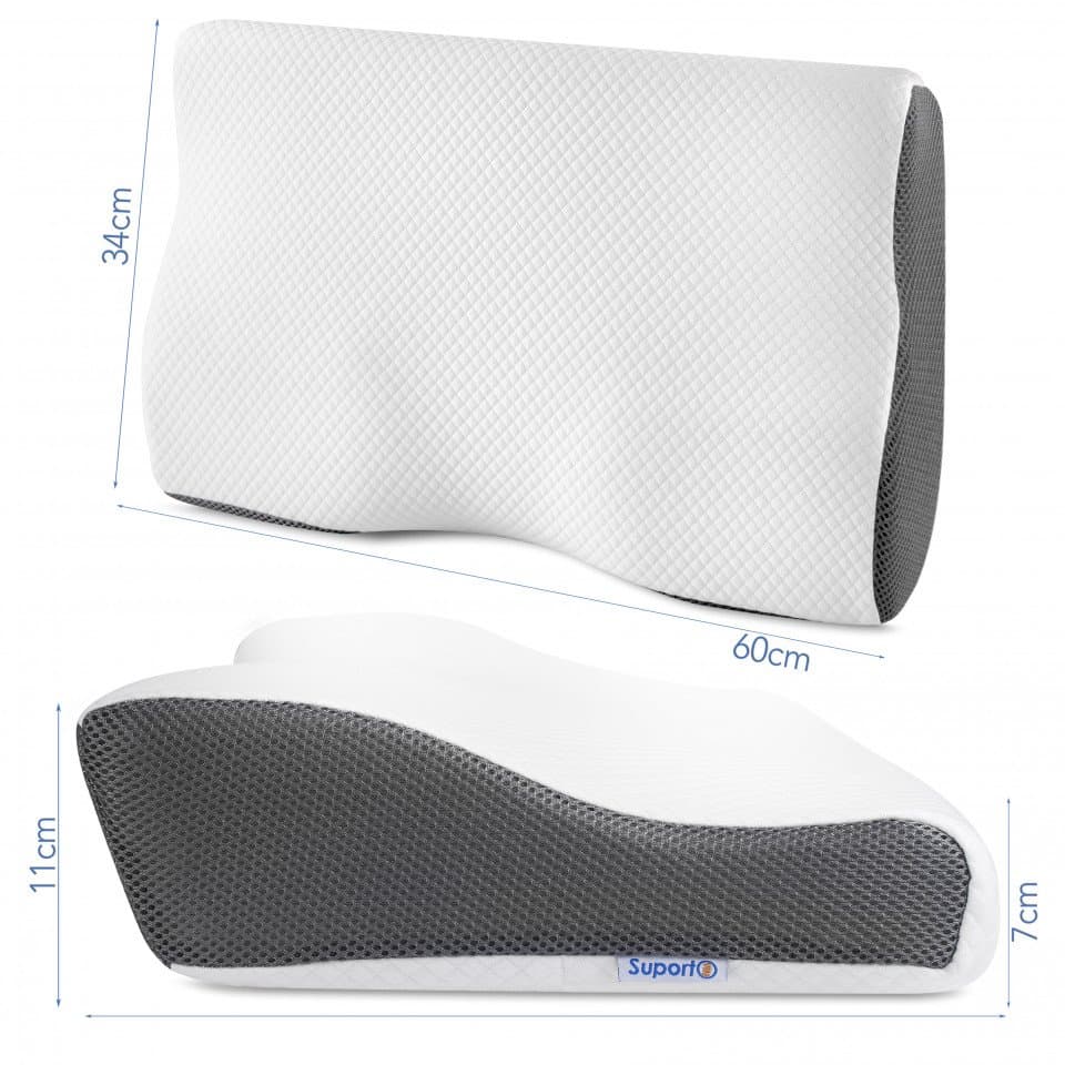 Set 4 perne cu suport pentru gat din spuma cu memorie Suporto 60 x 34 x 117 cm cu perforatii