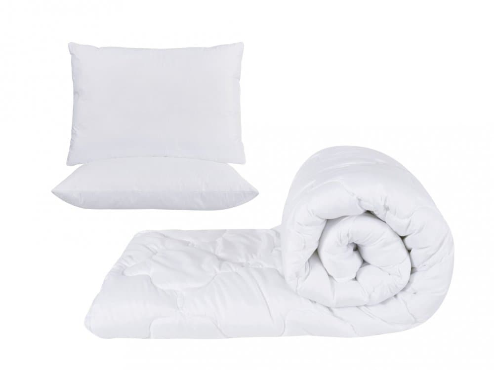 Set Somnart cu pilota 180 x 200 cm si 2 perne matlasate 50 x 70 cm alb