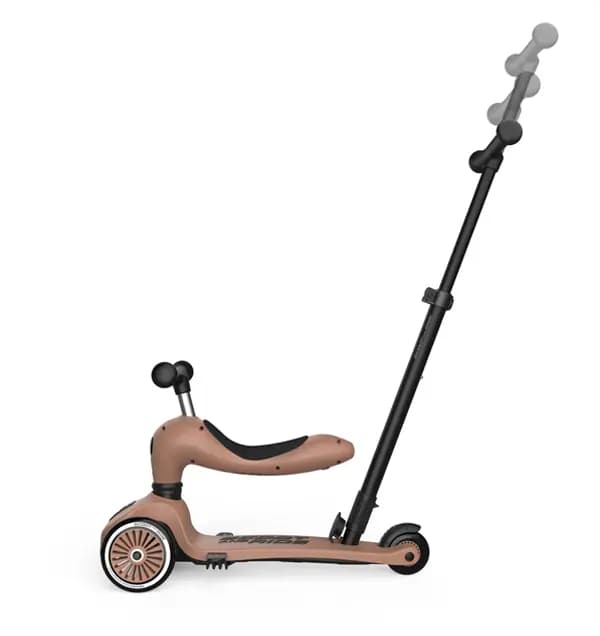 Trotineta copii cu sezut si maner, transformabila 3 in 1, Highwaykick 1 Push and Go Mocha, 1-5 ani, pana la 50 kg, Scoot Ride