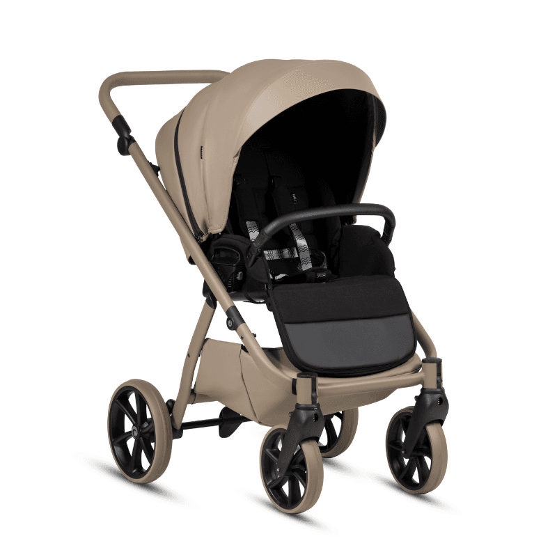 Carucior 2 in 1 Tutis Uno 6+ Nocciola 185 din piele, sezut reversibil, spatar reglabil, cadru din aluminiu, amortizoare, roti cu blocare, greutate admisa 22 kg